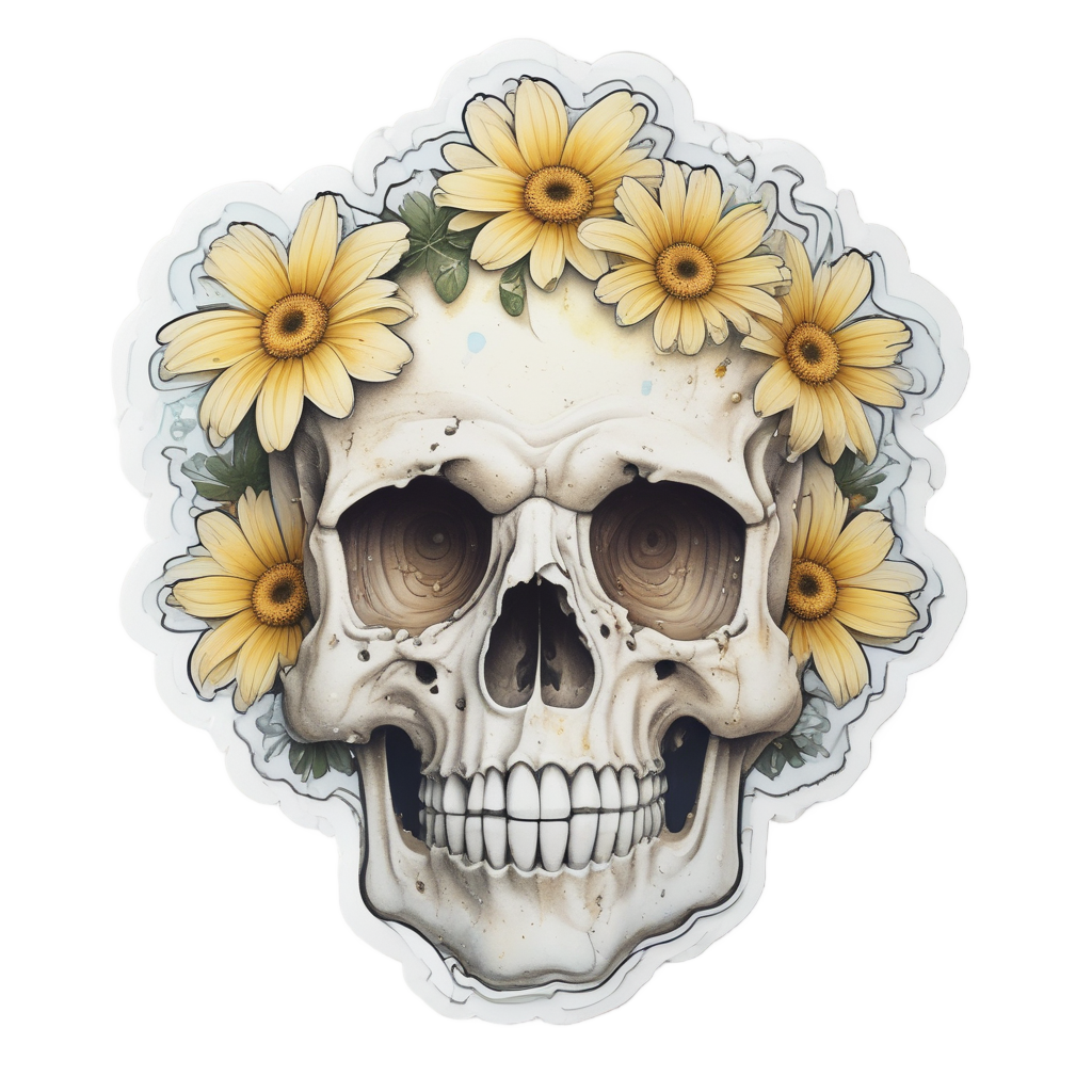 Dewdrop Daisy Skull — cute skull stickers