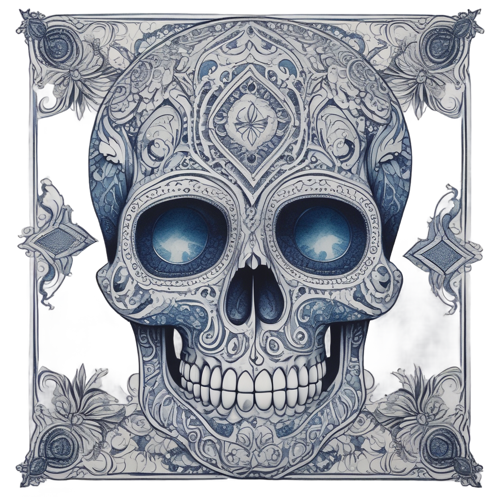 Diamond Eye Filigree Skull — sugar skull stickers