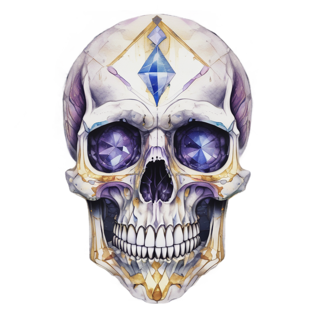 Diamond Eye Skull — neon cyber skull stickers