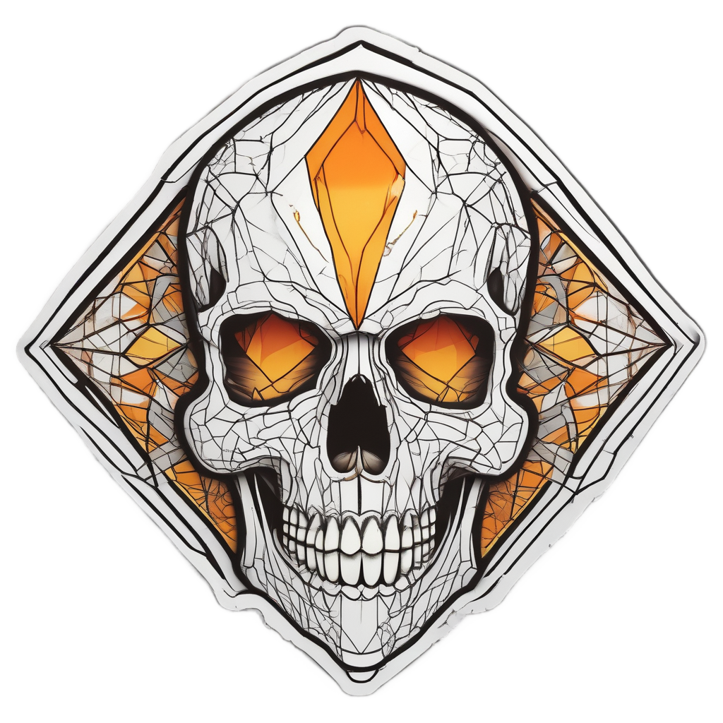 Diamond Fire Skull — geometric stickers