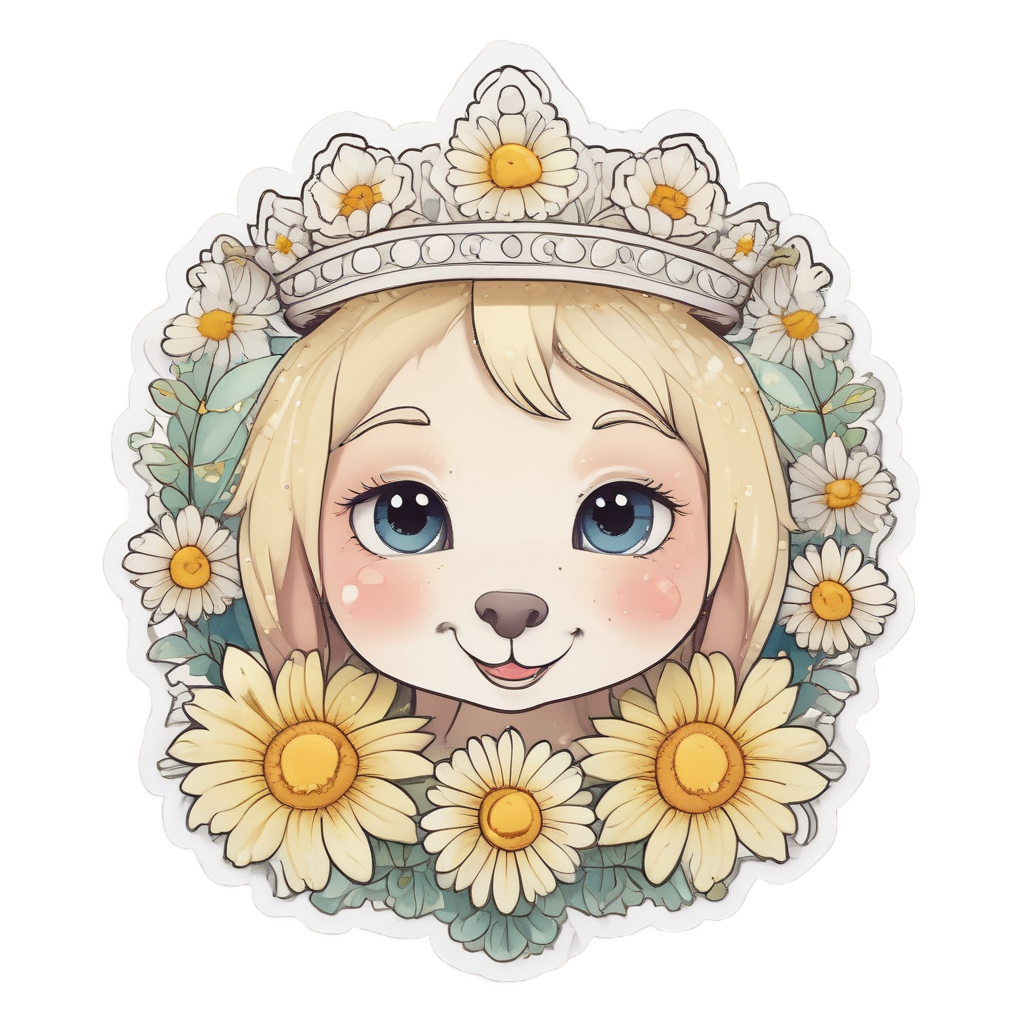 Diamond with Flower Crown — floral stickers
