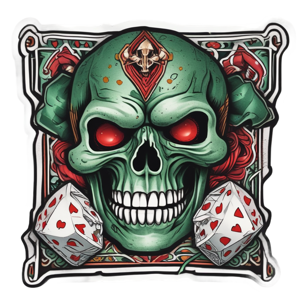 Dice Gambler Skull — blackwork skull stickers