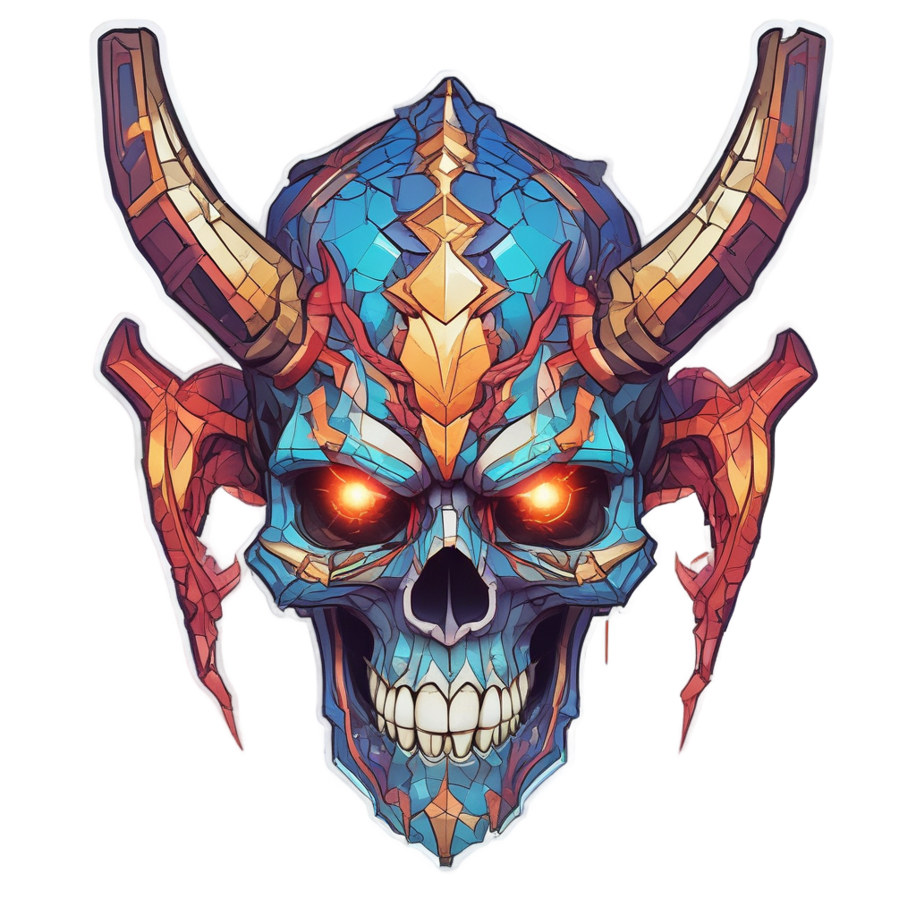 Digital Demon Skull — minimal skull stickers