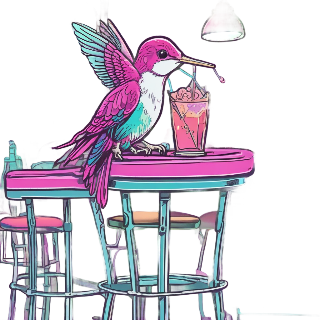 Diner Hummingbird Sipping Soda — birds stickers