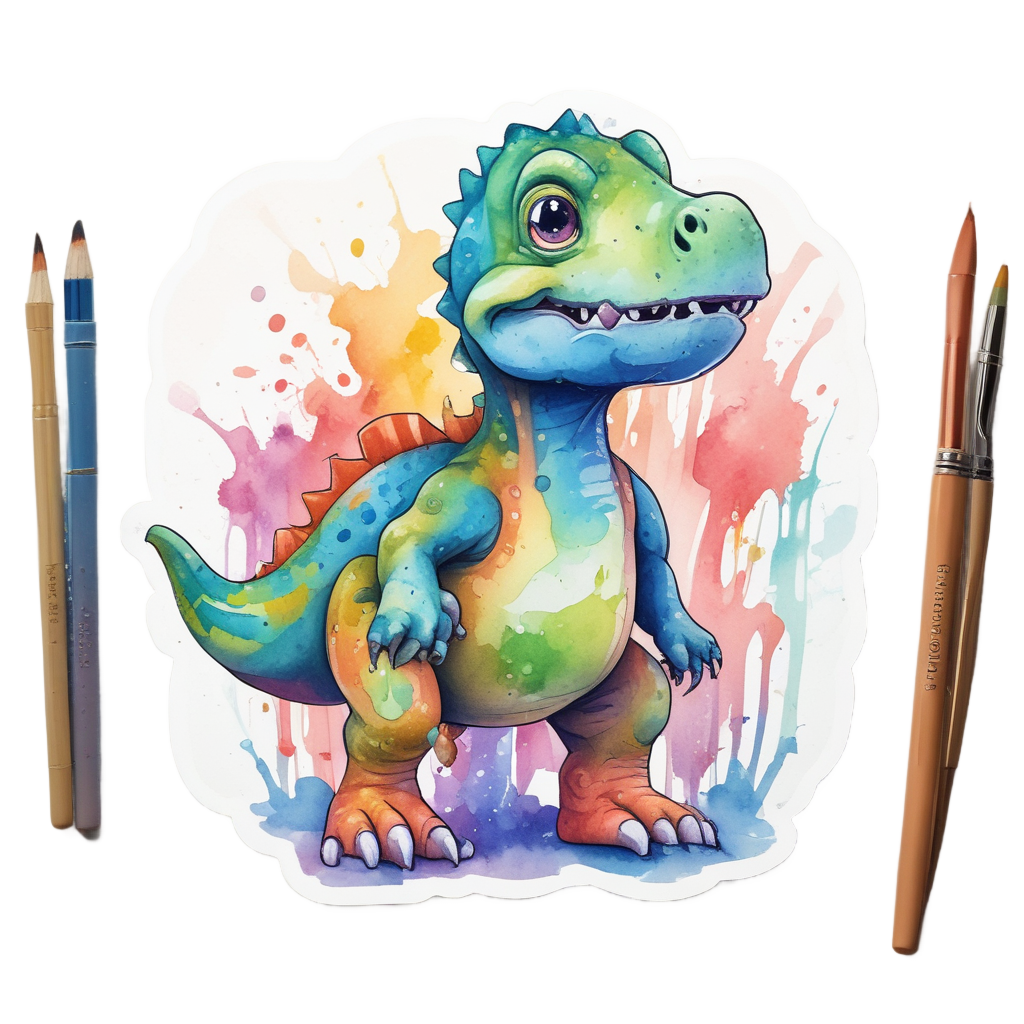 Dino Painting a Canvas — dinosaurs stickers