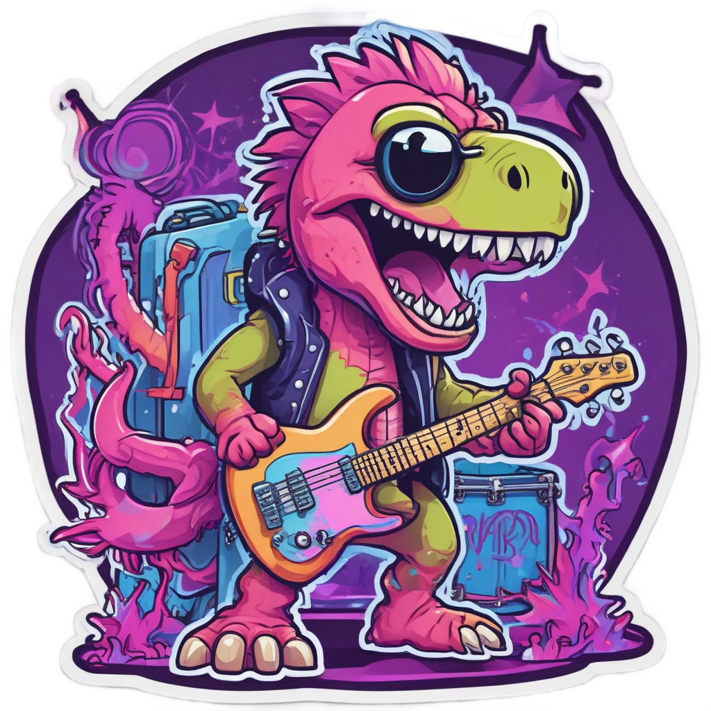 Dino Rockstar Singing — music stickers