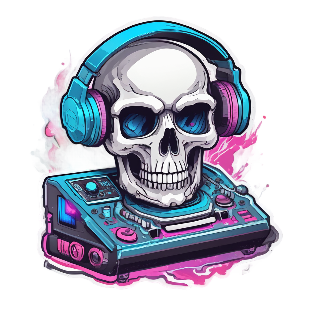 DJ Blue Flame Skull — music stickers