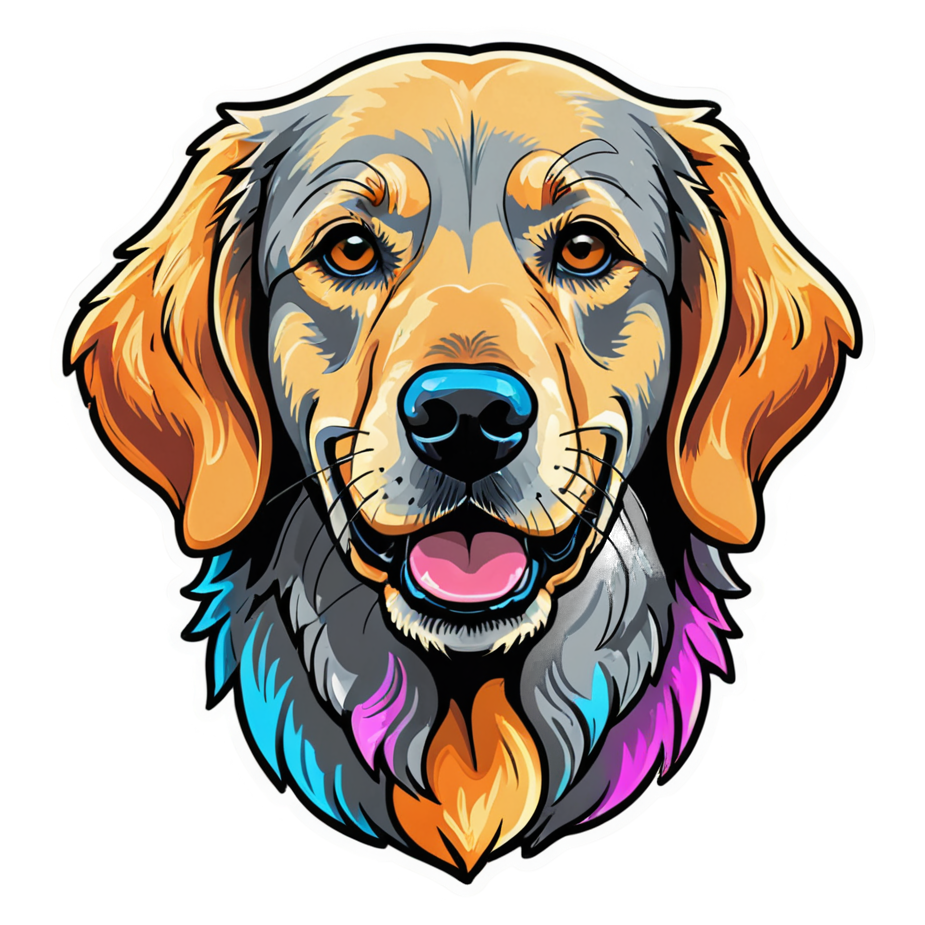 Golden Retriever (neon) — dog stickers