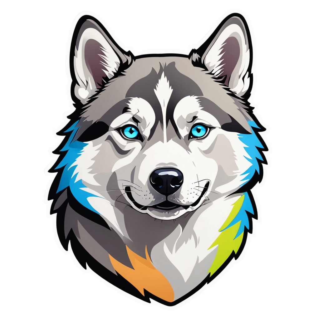 Husky (neon) — dog stickers