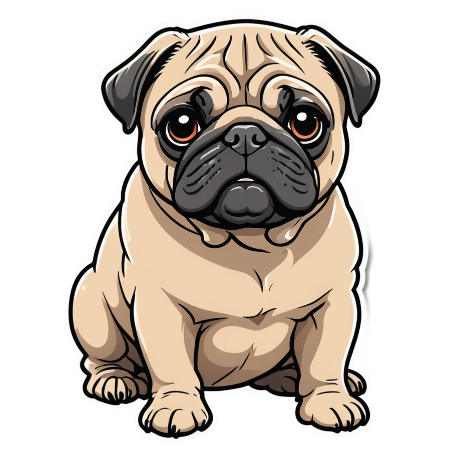 Pug (lineart) — dog stickers