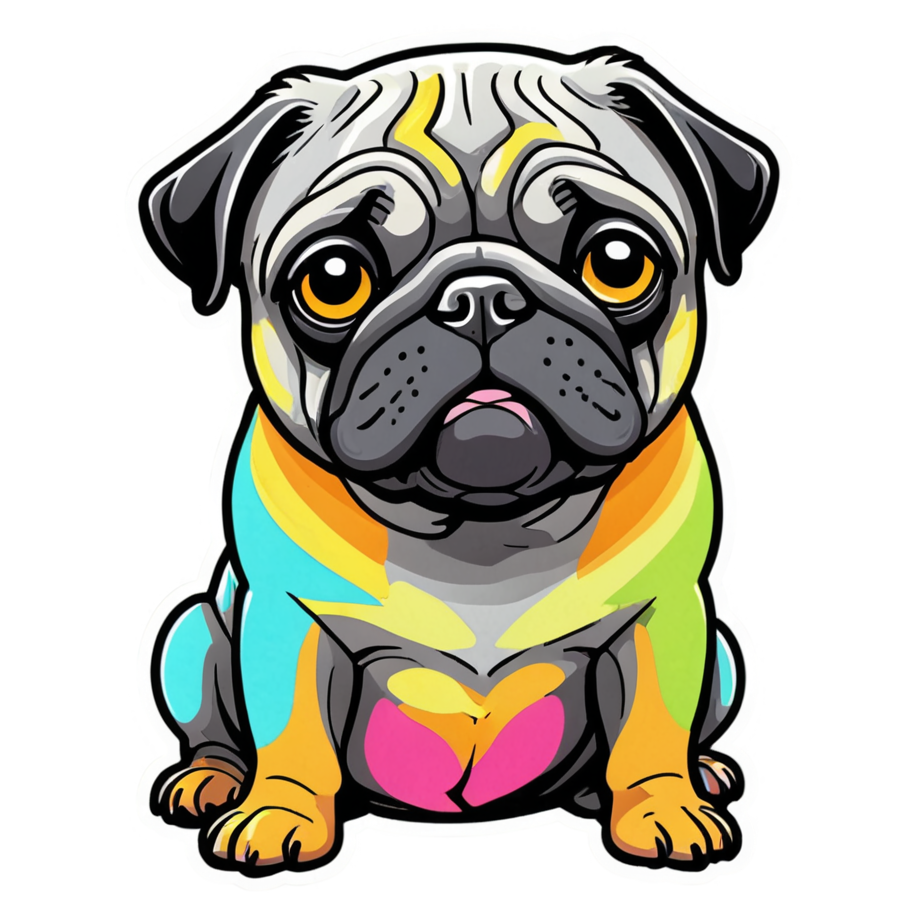 Pug (neon) — dog stickers