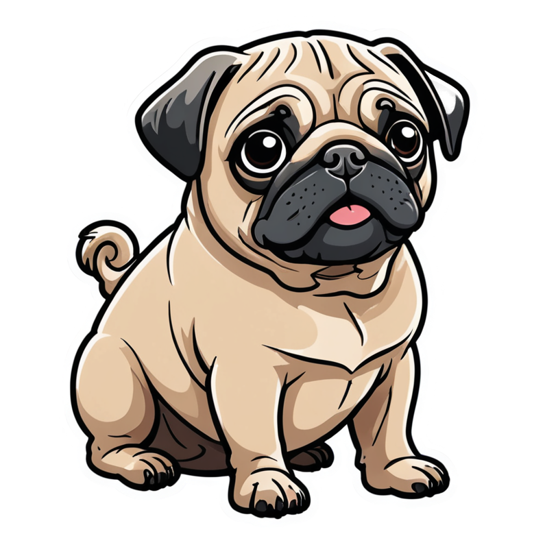 Pug (papercut) — dog stickers