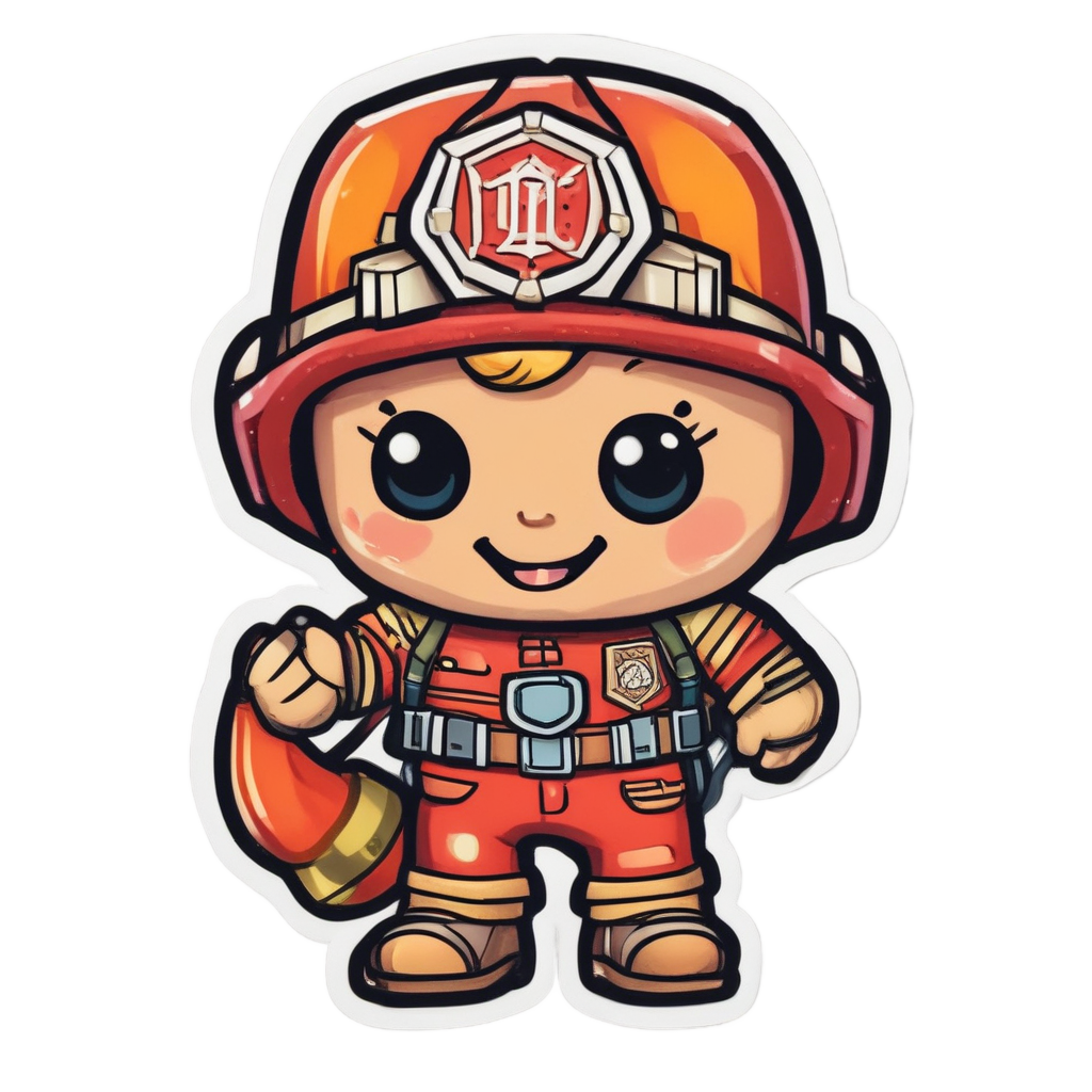 Donut Firefighter Rescue — cute food stickers