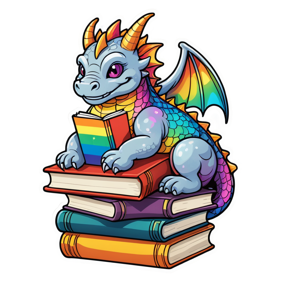 Book Dragon (holographic) — dragon stickers
