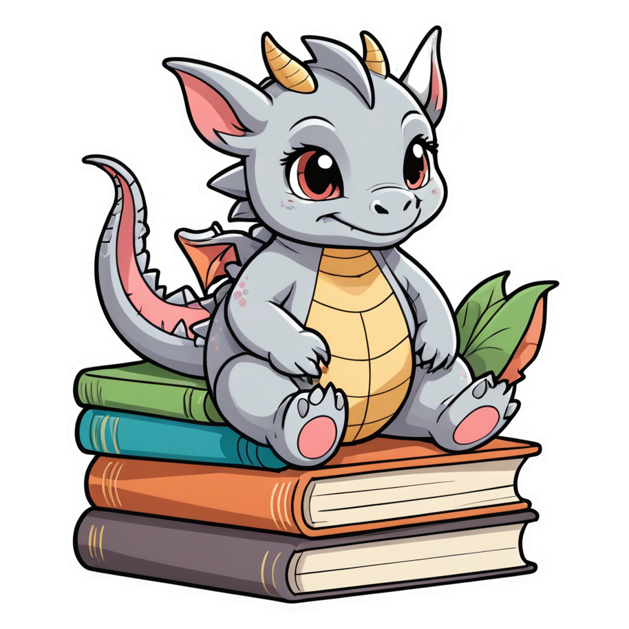 Book Dragon (kawaii) — dragon stickers