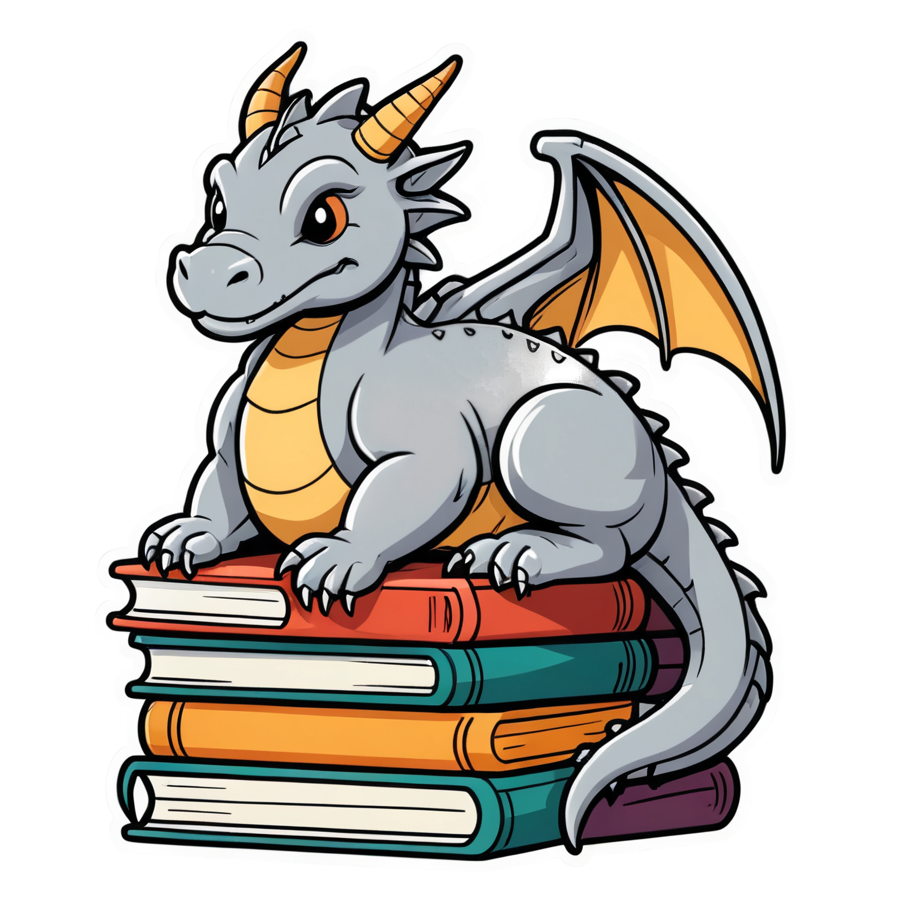 Book Dragon (lineart) — dragon stickers