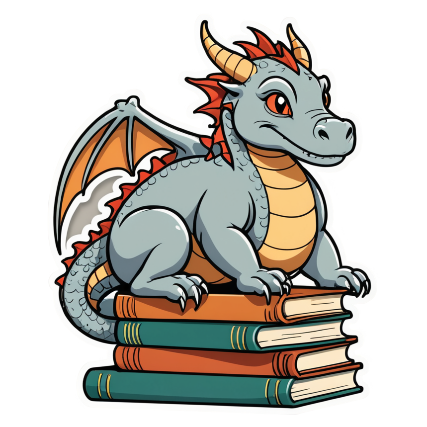 Book Dragon (retro) — dragon stickers