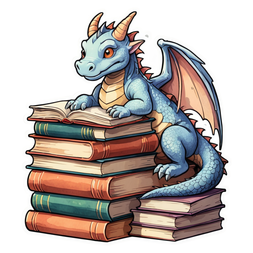 Book Dragon (watercolor) — dragon stickers