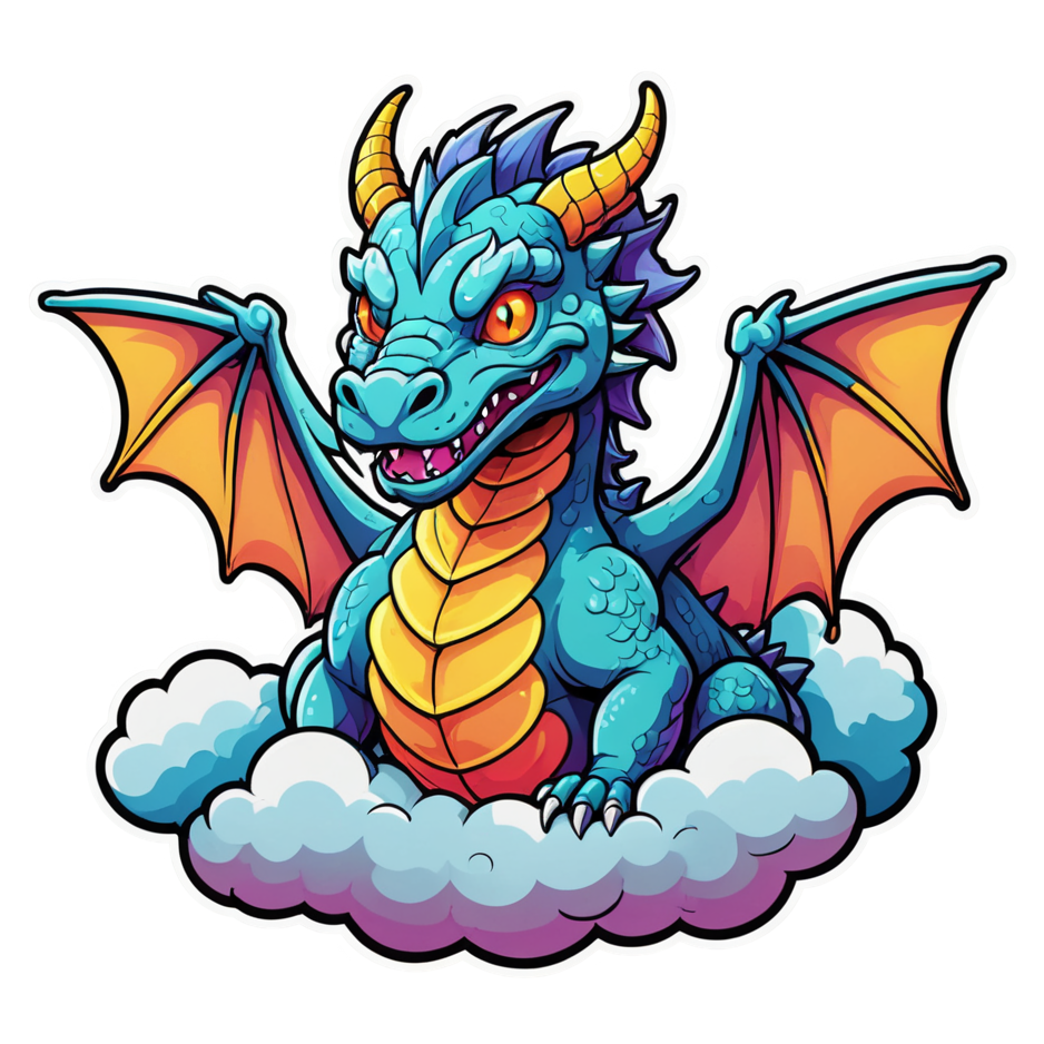 Cloud Dragon (neon) — dragon stickers