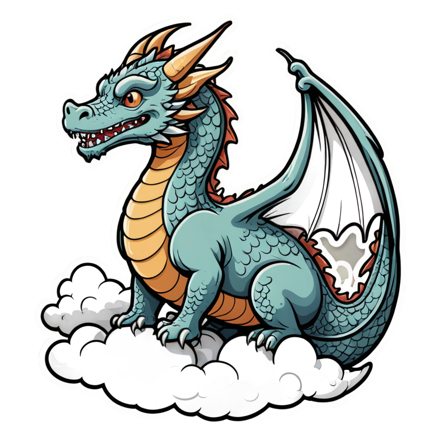 Cloud Dragon (retro) — dragon stickers