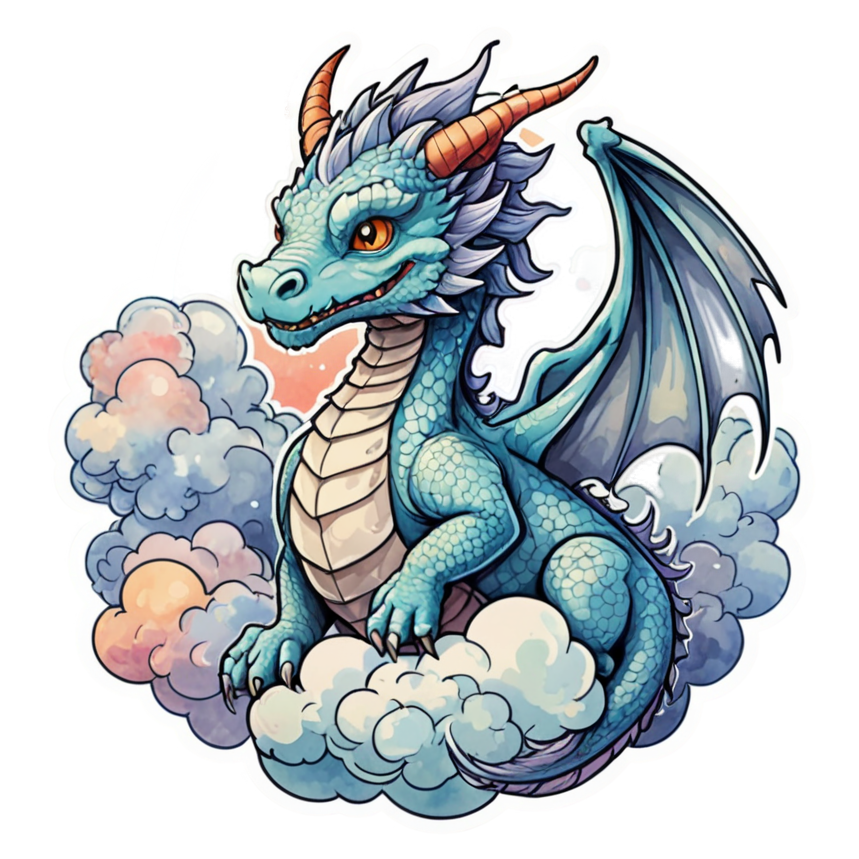 Cloud Dragon (watercolor) — dragon stickers