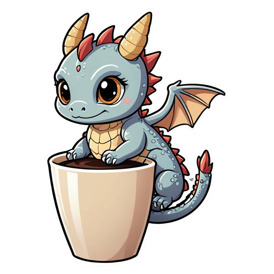 Coffee Dragon (kawaii) — dragon stickers