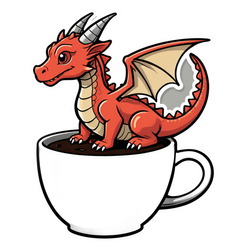 Coffee Dragon (lineart) — dragon stickers