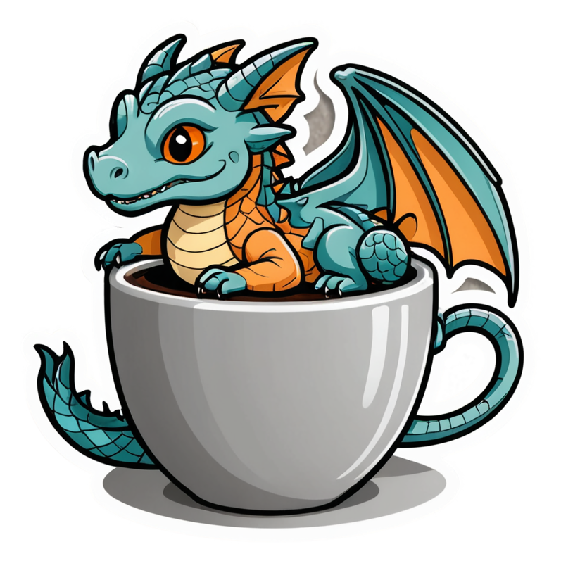 Coffee Dragon (papercut) — dragon stickers