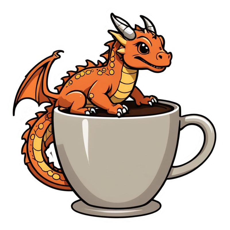 Coffee Dragon (retro) — dragon stickers