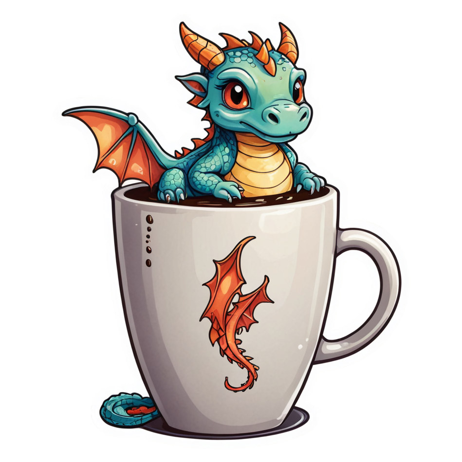 Coffee Dragon (watercolor) — dragon stickers