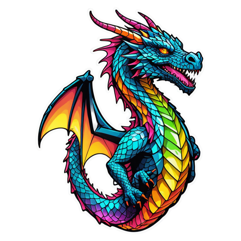 Crystal Dragon (neon) — dragon stickers