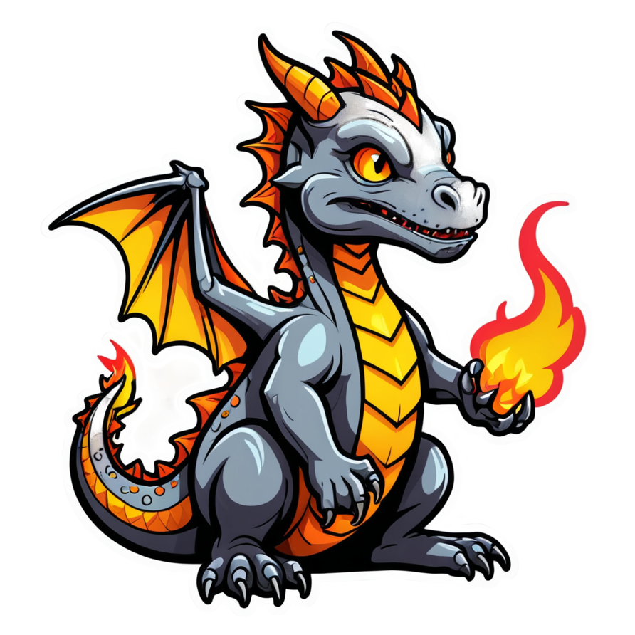 Ember Dragon (neon) — dragon stickers