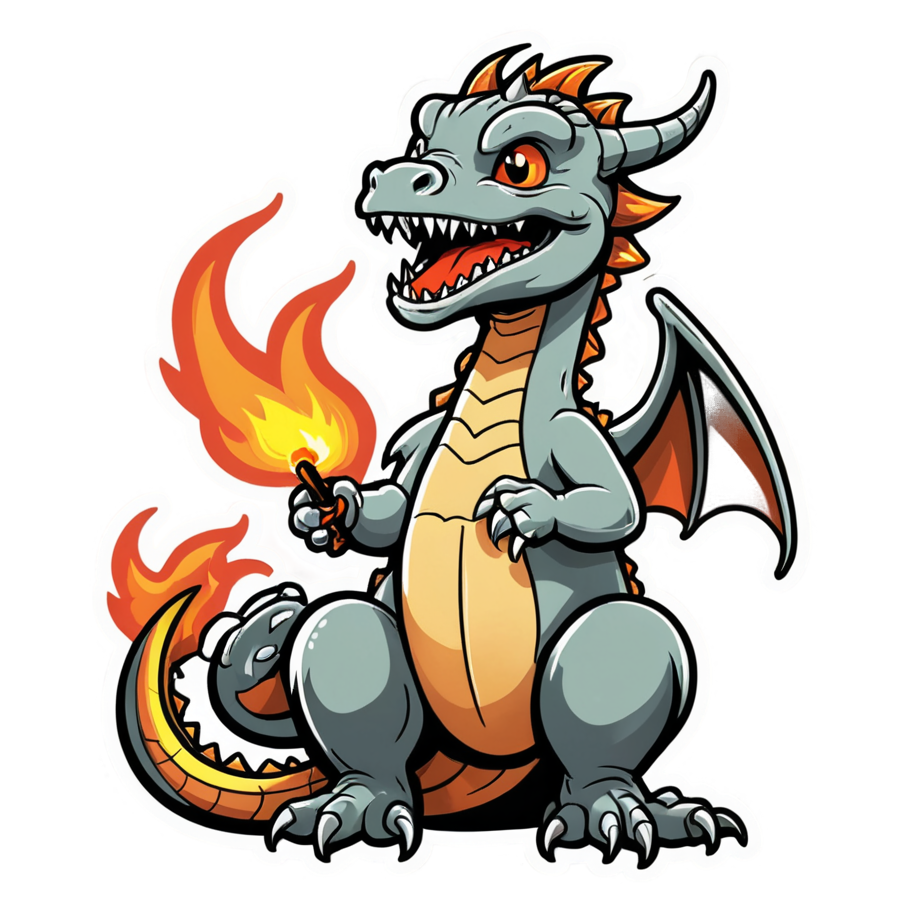 Ember Dragon (retro) — dragon stickers