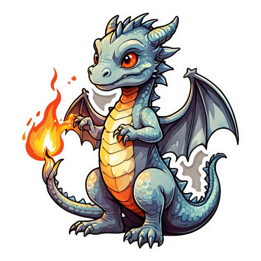Ember Dragon (watercolor) — dragon stickers