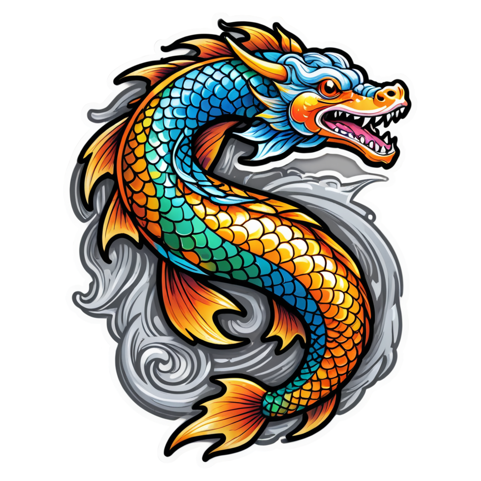 Koi Dragon (holographic) — dragon stickers