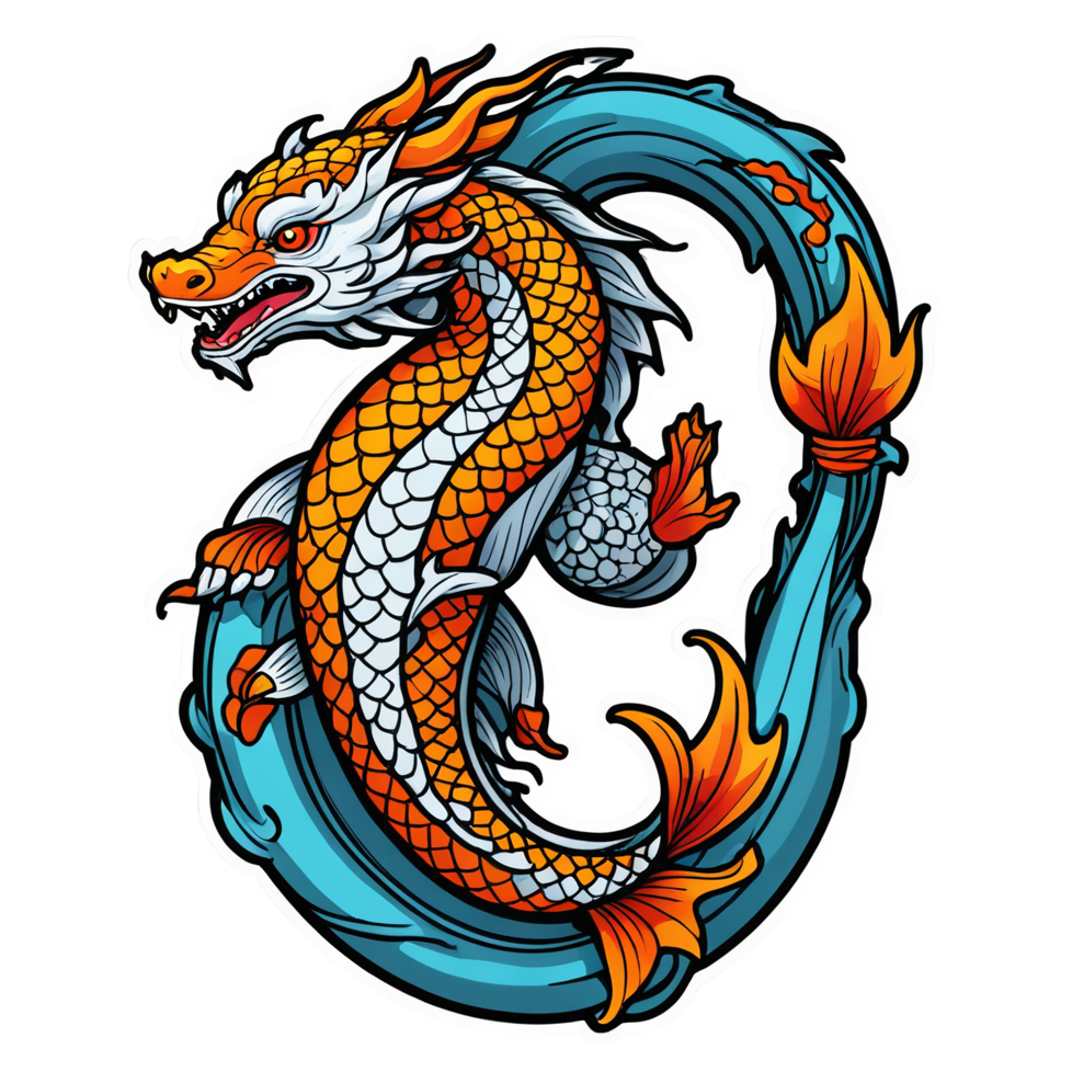 Koi Dragon (neon) — dragon stickers