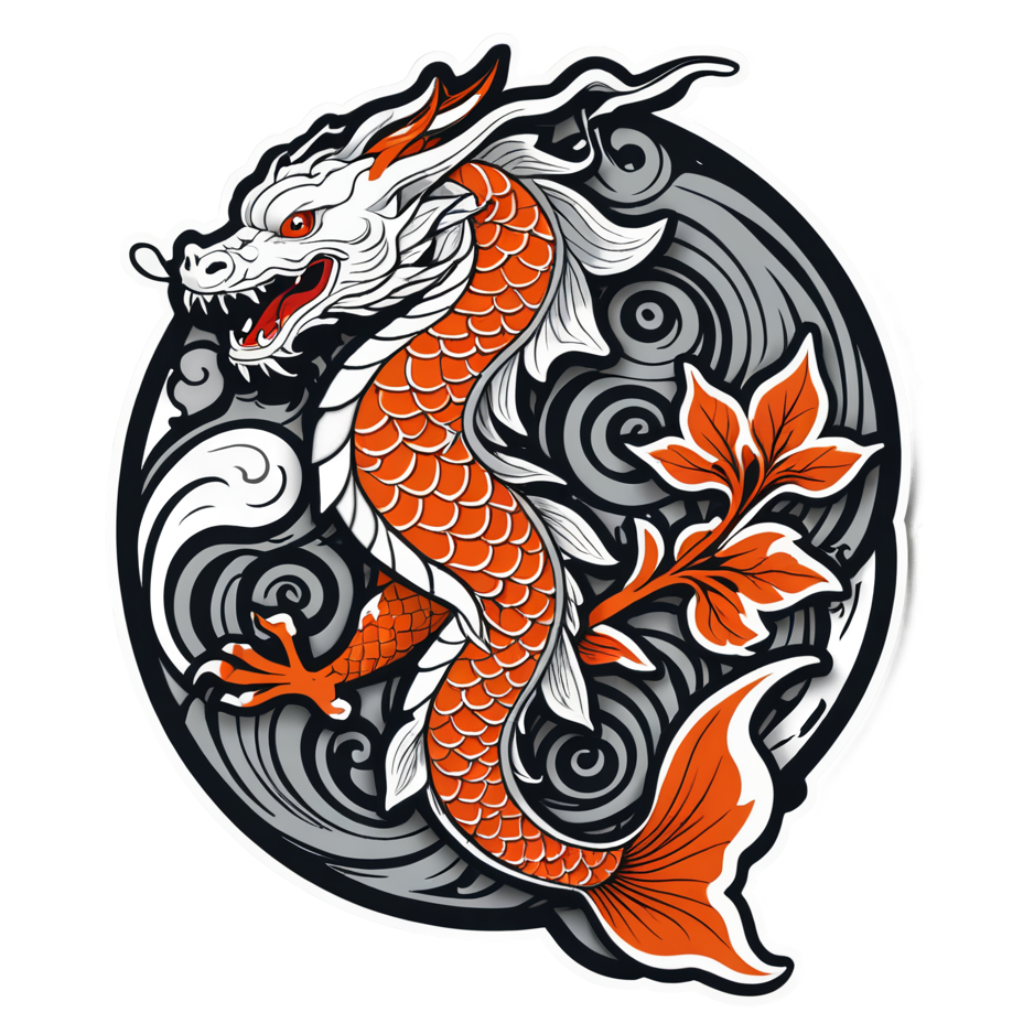 Koi Dragon (papercut) — dragon stickers