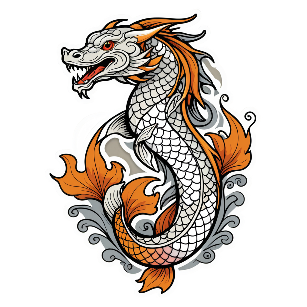 Koi Dragon (retro) — dragon stickers