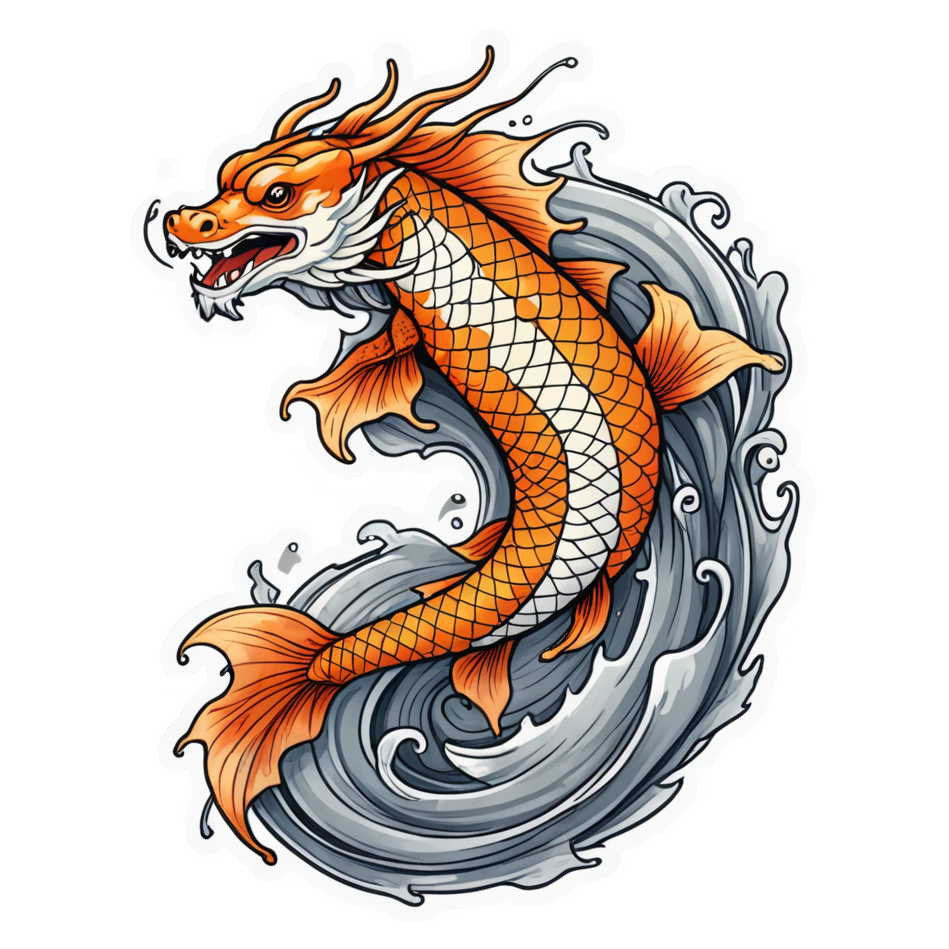 Koi Dragon (watercolor) — dragon stickers