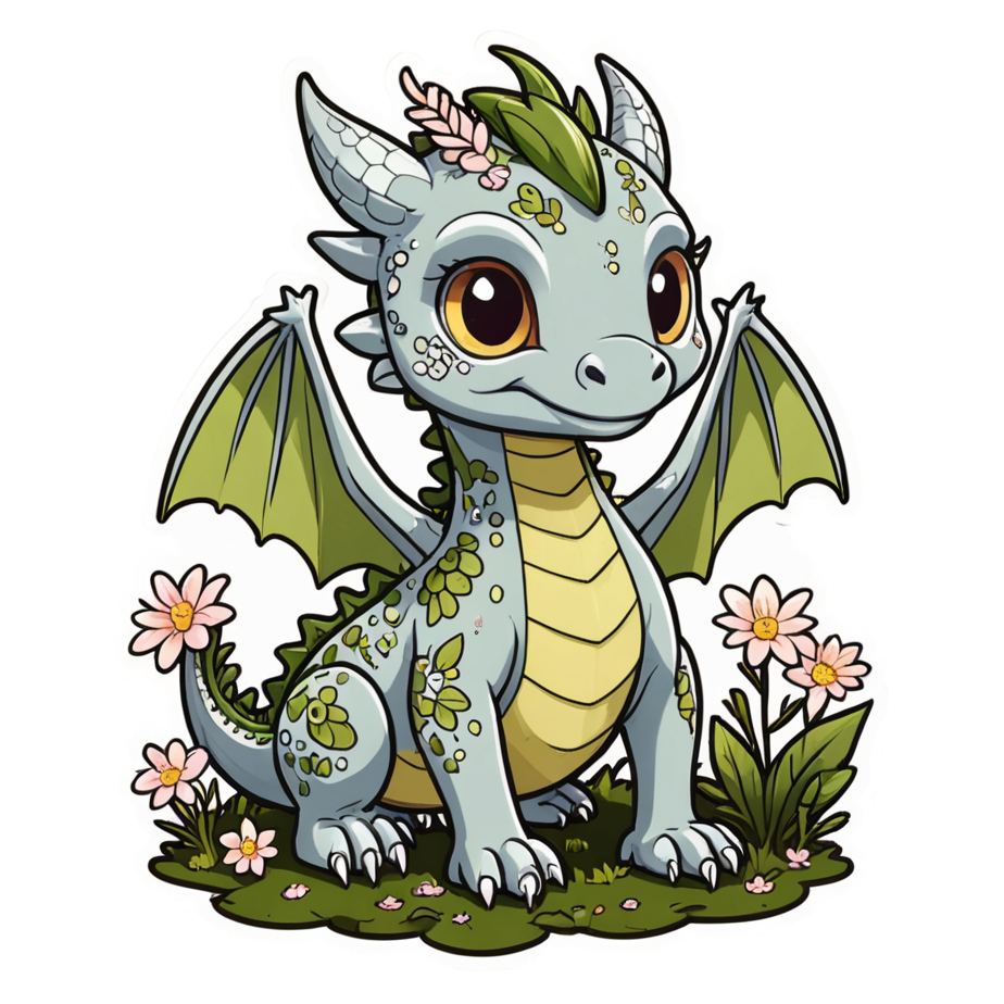 Moss Dragon (kawaii) — dragon stickers