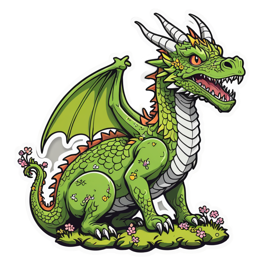Moss Dragon (lineart) — dragon stickers
