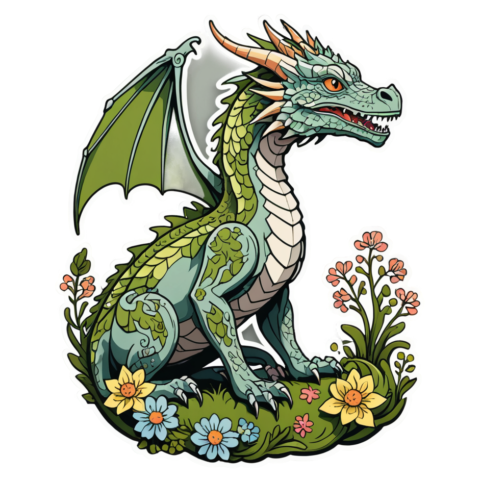 Moss Dragon (papercut) — dragon stickers