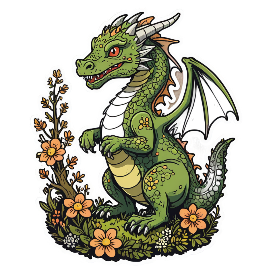 Moss Dragon (retro) — dragon stickers