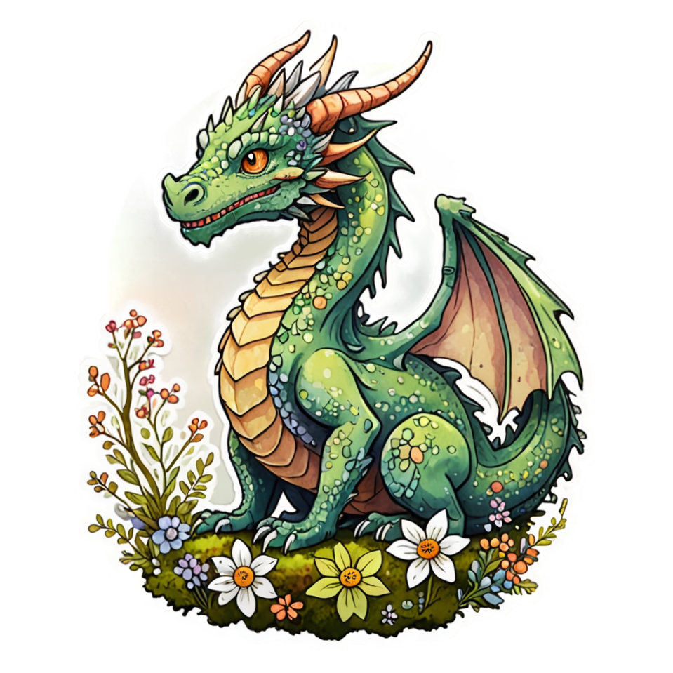 Moss Dragon (watercolor) — dragon stickers