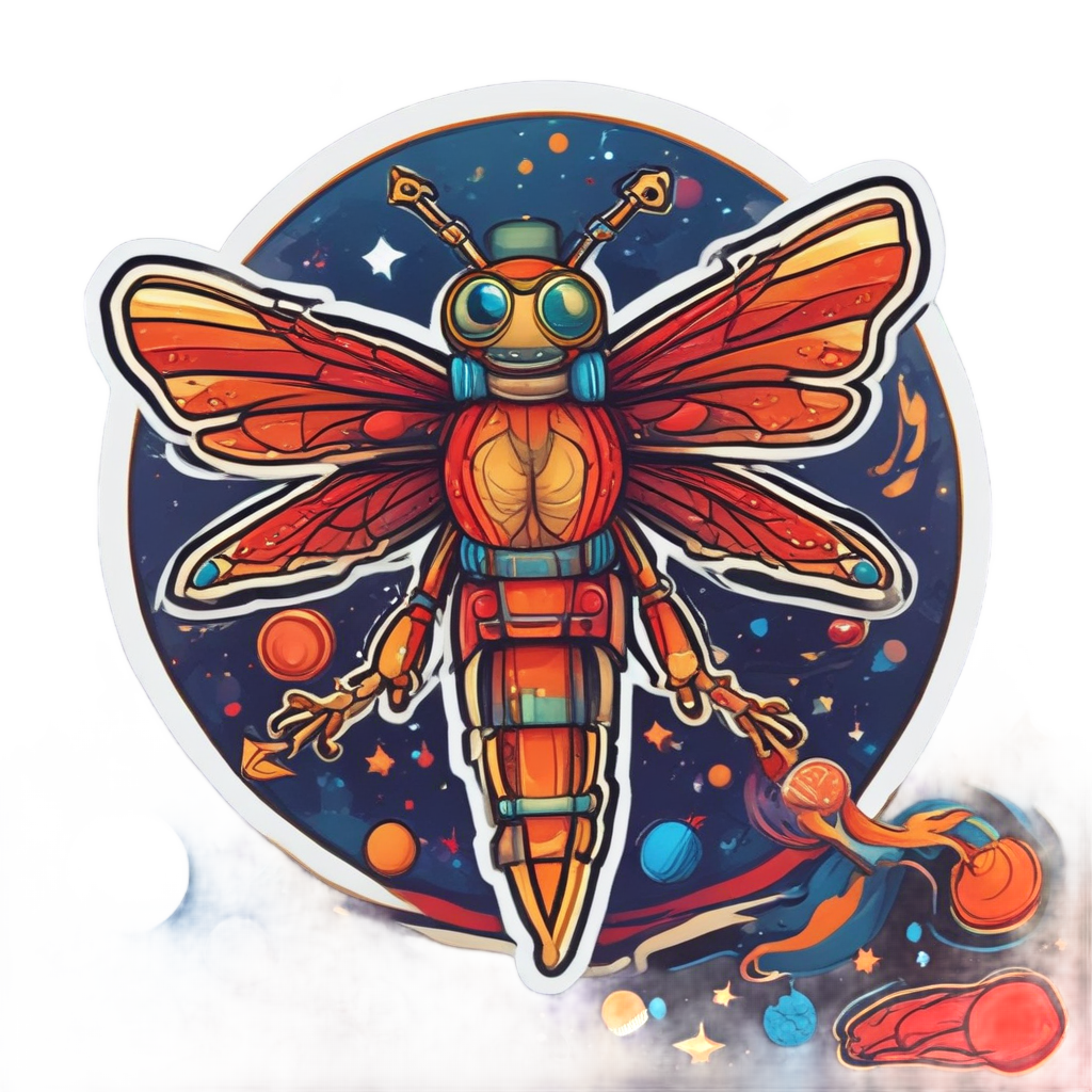 Dragonfly Rocket Rider — insects stickers