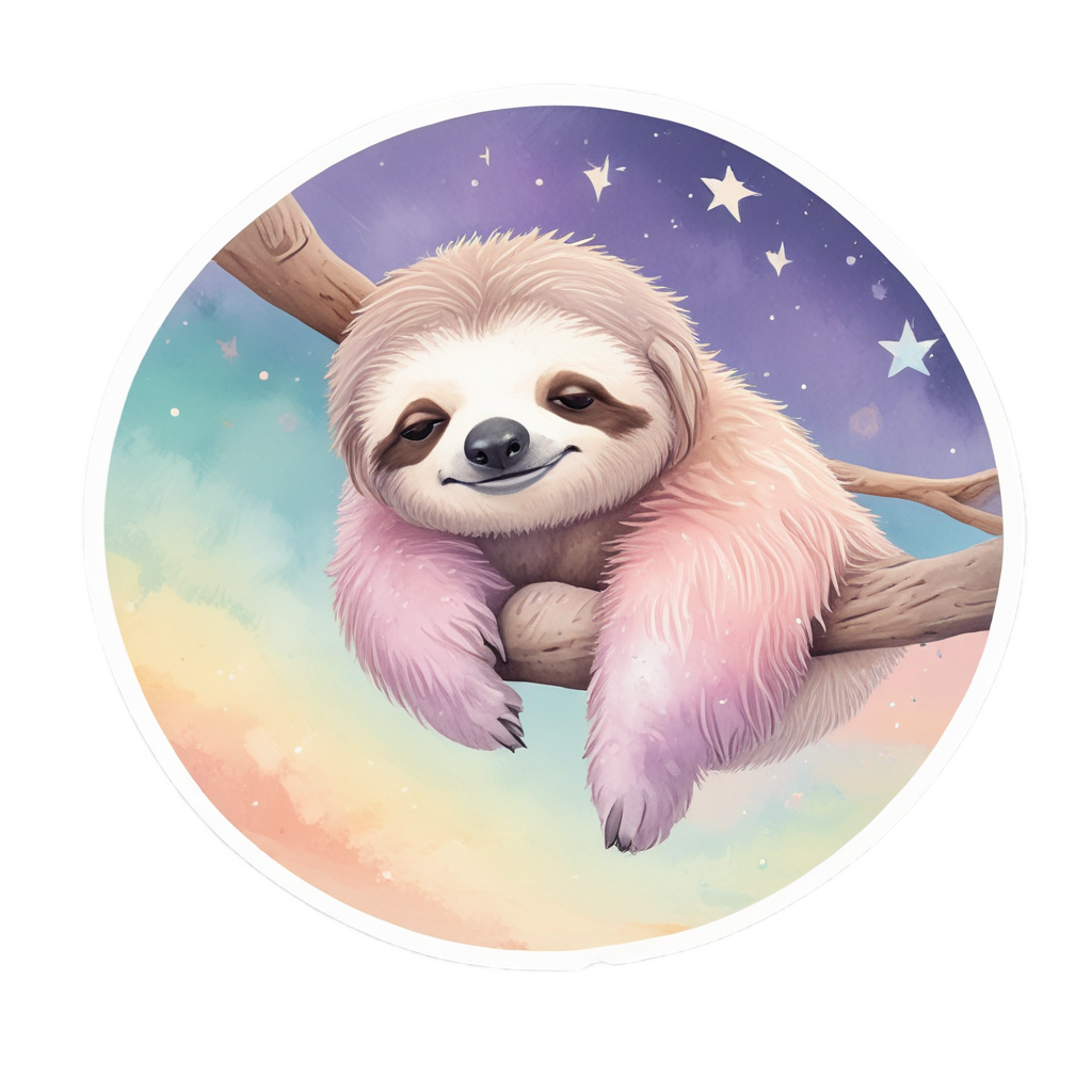 Dreamy Sloth Rainbow Arc — celestial nursery stickers