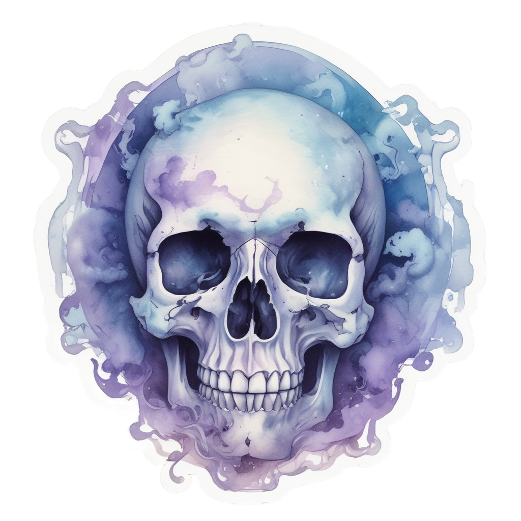 Dreamy Smoke Skull — blackwork skull stickers
