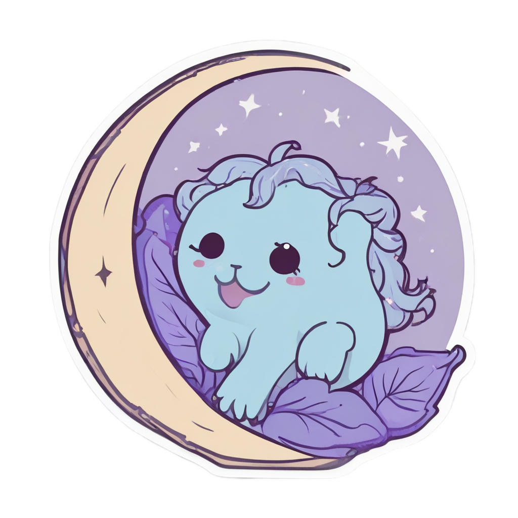 Drowsy Moon Sprig — gothic botanical stickers