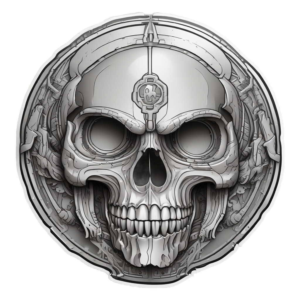 Dual Piston Skull — biker & chrome skull stickers