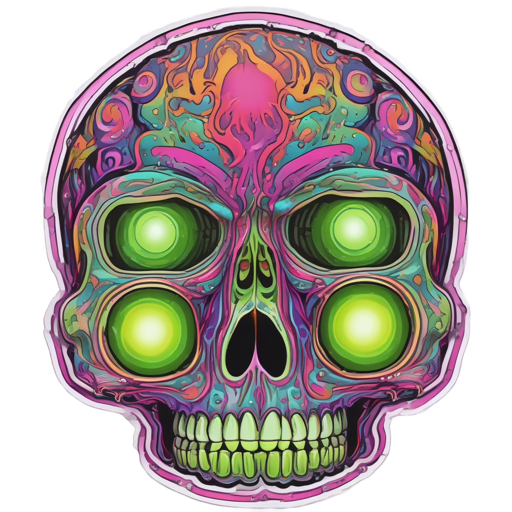 Dual-Pupil Daze — flaming skull stickers